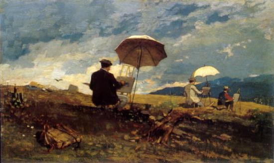 Winslow Homer Artists Sketching in the White Mountains, Norge oil painting art